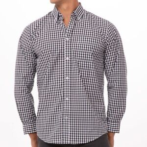 Carolina Herrera Black, Plum, and White Button Down Shirt